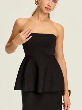 Strapless Black Peplum top